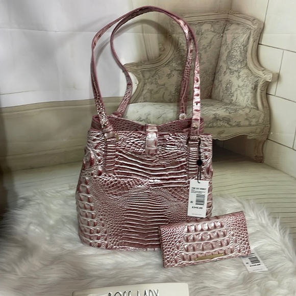 Brahmin Fiora Pink Icing Bucket leather bag AND matching ADY NWT GORGEOUS SET - Picture 4 of 11